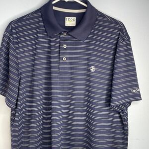 IZOD Golf Shirt Polo Large Blue Striped